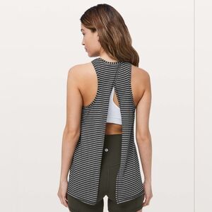 Lululemon All Tied Up Tank Modern Stripe Heathered Black White